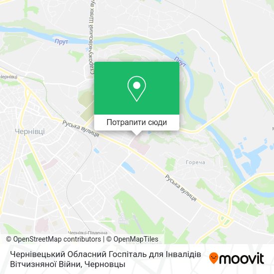 Карта Чернівецький Обласний Госпіталь для Інвалідів Вітчизняної Війни