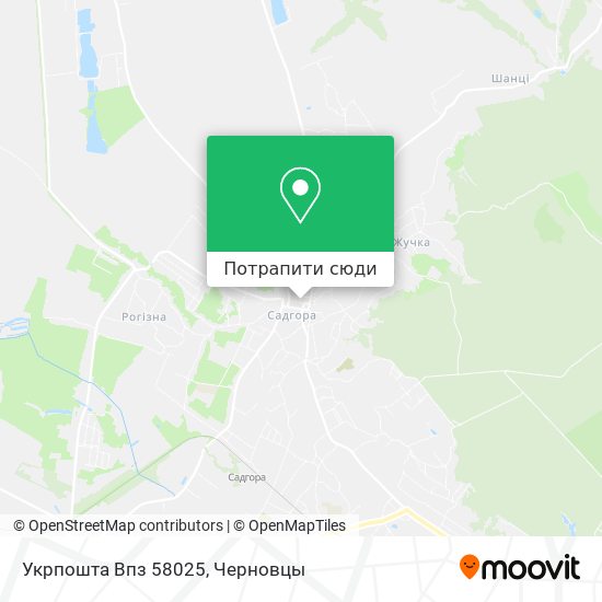 Карта Укрпошта Впз 58025