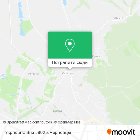 Карта Укрпошта Впз 58025