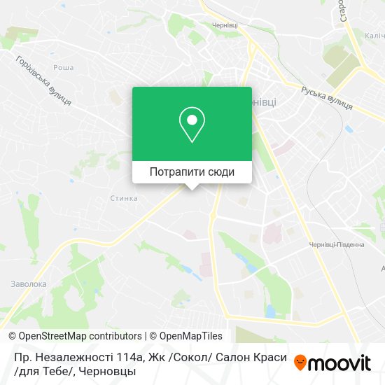 Карта Пр. Незалежності 114а, Жк /Сокол/ Салон Краси /для Тебе/
