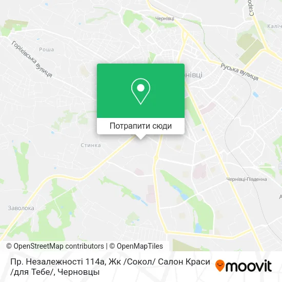 Карта Пр. Незалежності 114а, Жк /Сокол/ Салон Краси /для Тебе/