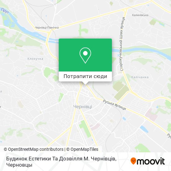 Карта Будинок Естетики Та Дозвілля М. Чернівців