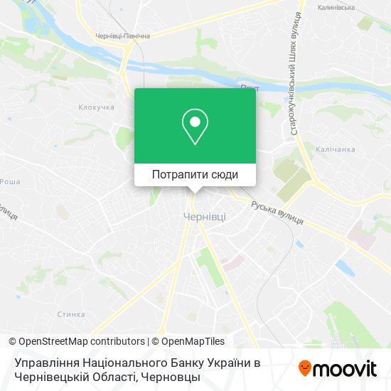Карта Управління Національного Банку України в Чернівецькій Області