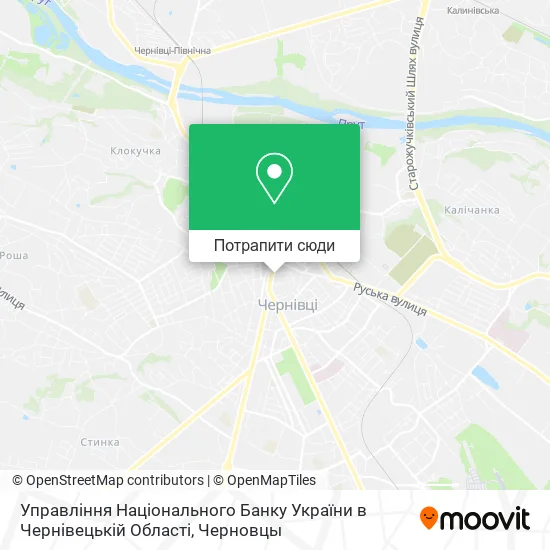 Карта Управління Національного Банку України в Чернівецькій Області