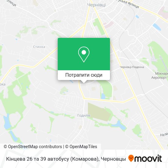 Карта Кінцева 26 та 39 автобусу (Комарова)