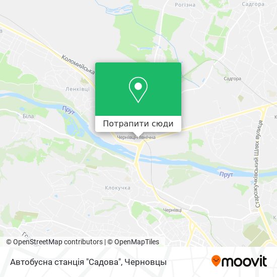 Карта Автобусна станція "Садова"