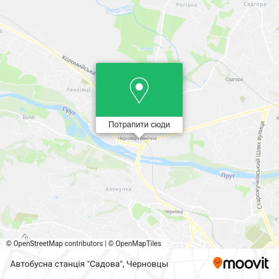 Карта Автобусна станція "Садова"
