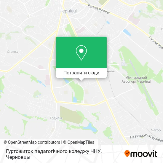 Карта Гуртожиток педагогічного коледжу ЧНУ