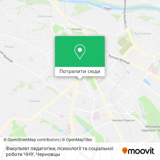Карта Факультет педагогіки, психології та соціальної роботи ЧНУ