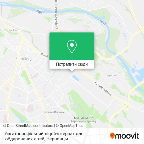 Карта багатопрофільний ліцей-інтернат для обдарованих дітей