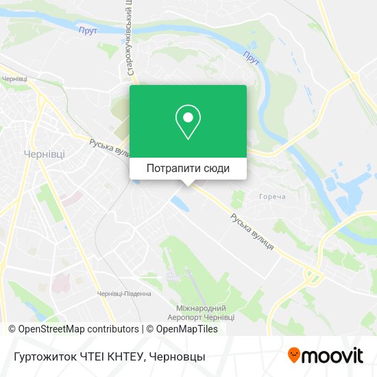 Карта Гуртожиток ЧТЕІ КНТЕУ