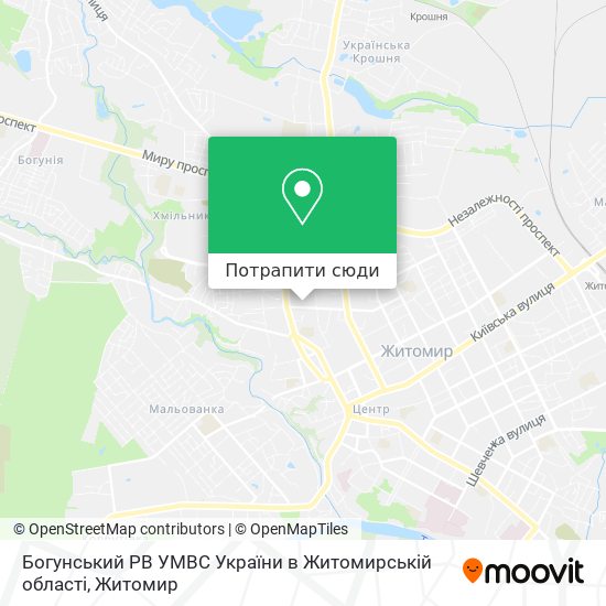 Карта Богунський РВ УМВС України в Житомирській області