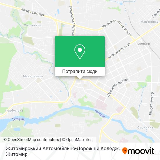 Карта Житомирський Автомобільно-Дорожній Коледж
