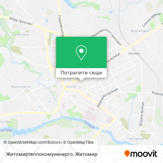 Карта Житомиртеплокомуненерго