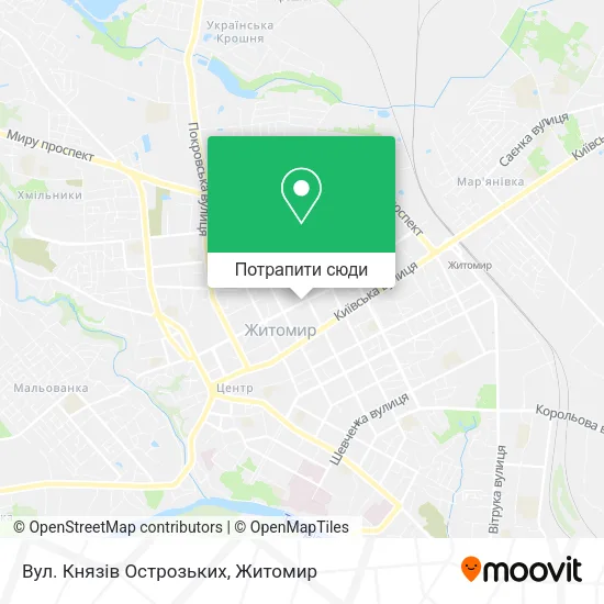 Карта Вул. Князів Острозьких