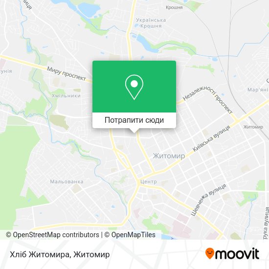 Карта Хліб Житомира