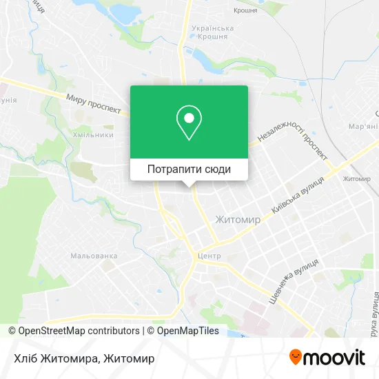 Карта Хліб Житомира