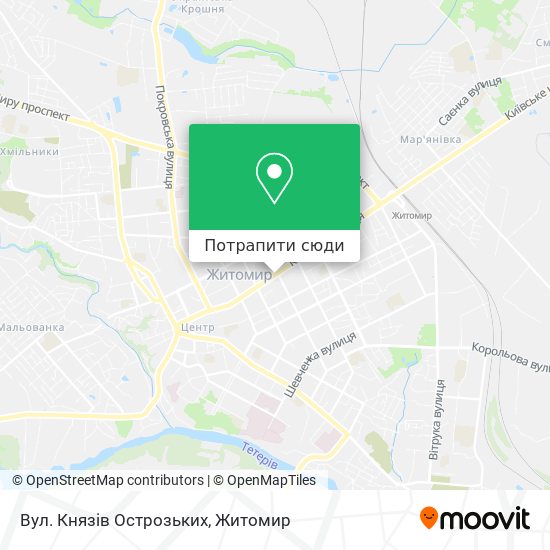 Карта Вул. Князів Острозьких