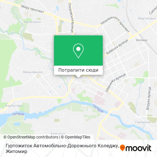 Карта Гуртожиток Автомобільно-Дорожнього Коледжу