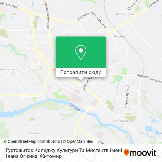 Карта Гуртожиток Коледжу Культури Та Мистецтв Імені Івана Огієнка