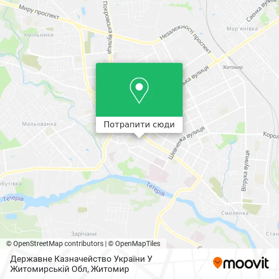 Карта Державне Казначейство України У Житомирській Обл