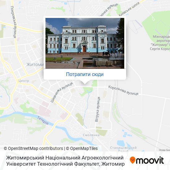 Карта Житомирський Національний Агроекологічний Університет Технологічний Факультет