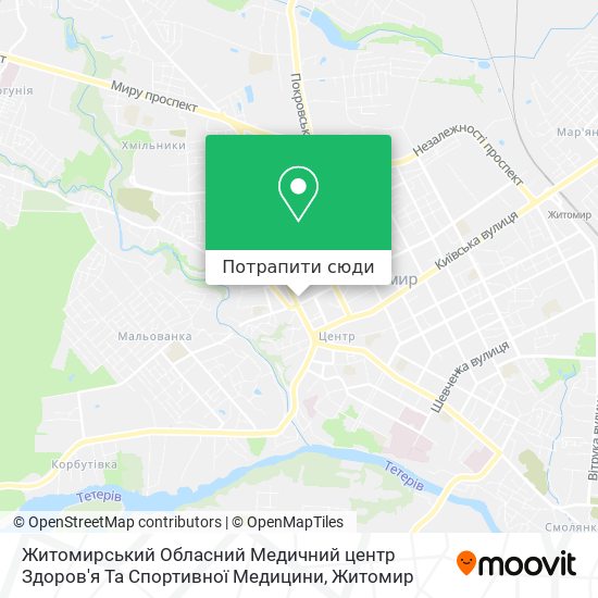 Карта Житомирський Обласний Медичний центр Здоров'я Та Спортивної Медицини