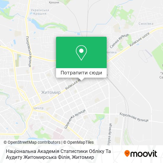Карта Національна Академія Статистики Обліку Та Аудиту Житомирська Філія