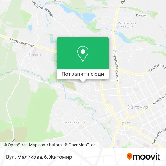 Карта Вул. Маликова, 6
