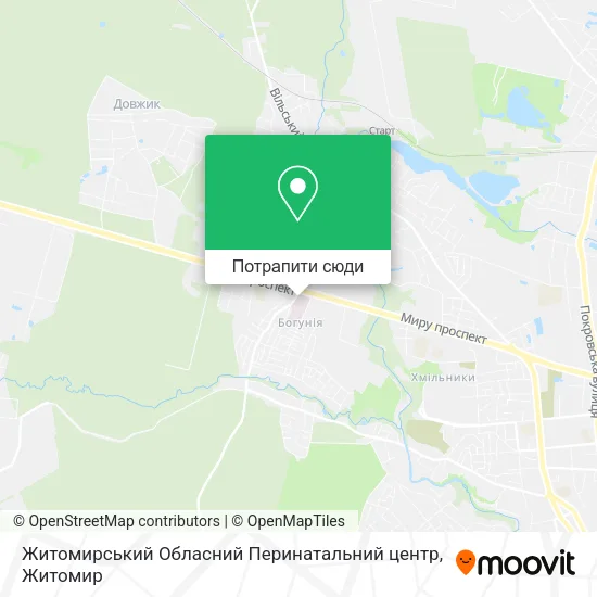 Карта Житомирський Обласний Перинатальний центр