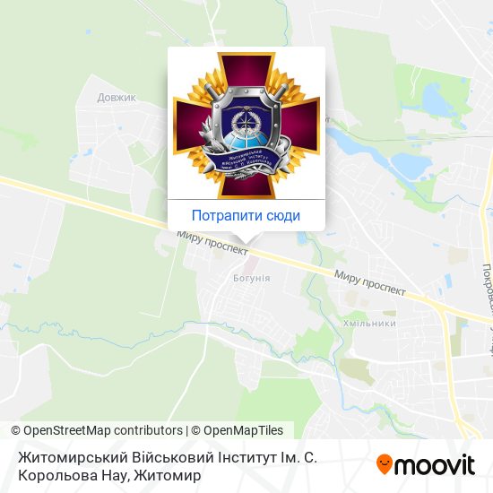 Карта Житомирський Військовий Інститут Ім. С. Корольова Нау