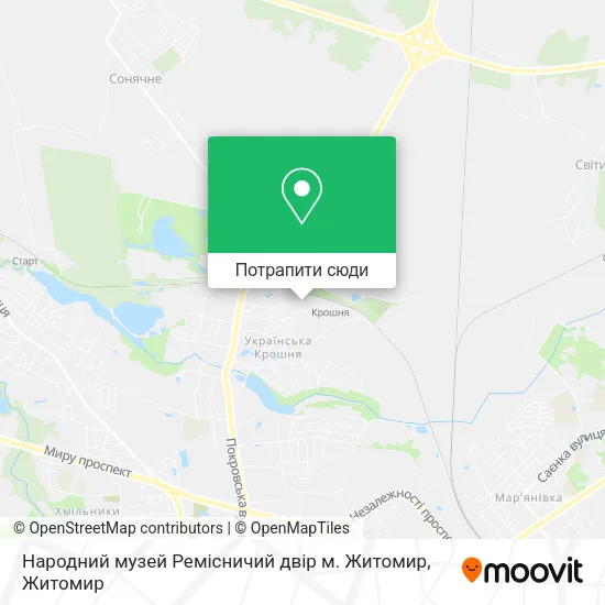 Карта Народний музей Ремісничий двір м. Житомир