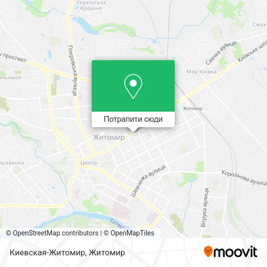 Карта Киевская-Житомир
