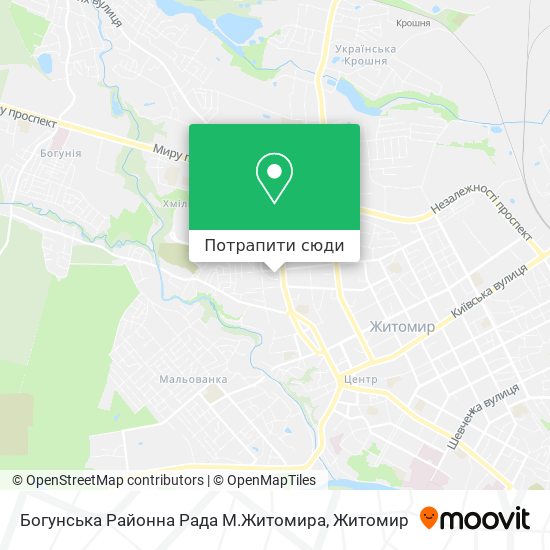 Карта Богунська Районна Рада М.Житомира