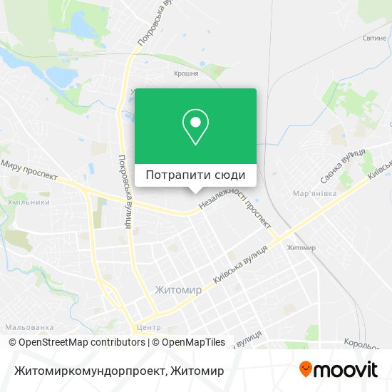 Карта Житомиркомундорпроект