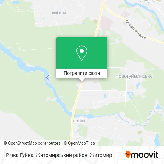 Карта Річка Гуйва, Житомирський район