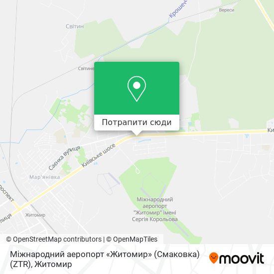 Карта Міжнародний аеропорт «Житомир» (Смаковка) (ZTR)