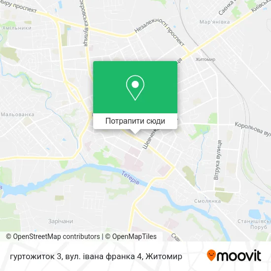 Карта гуртожиток 3, вул. iвана франка 4