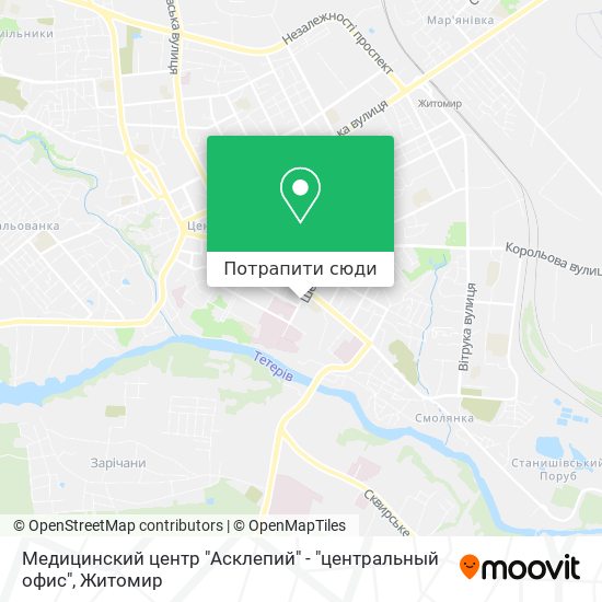 Карта Медицинский центр "Асклепий" - "центральный офис"