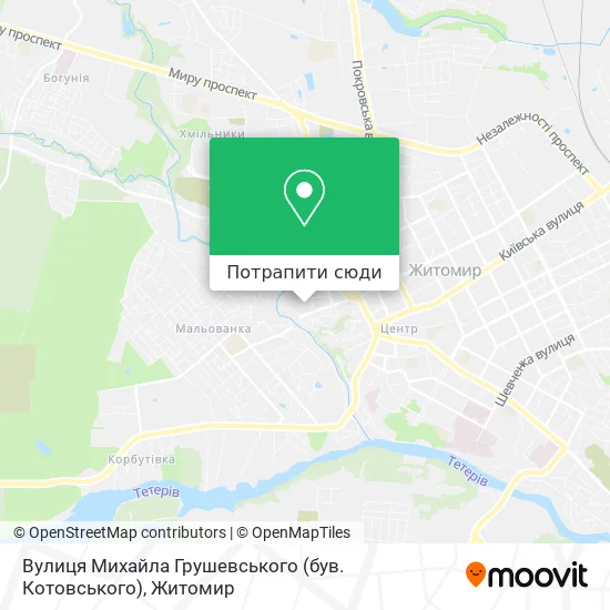 Карта Вулиця Михайла Грушевського (був. Котовського)