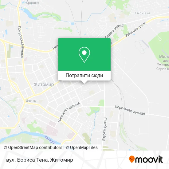 Карта вул. Бориса Тена