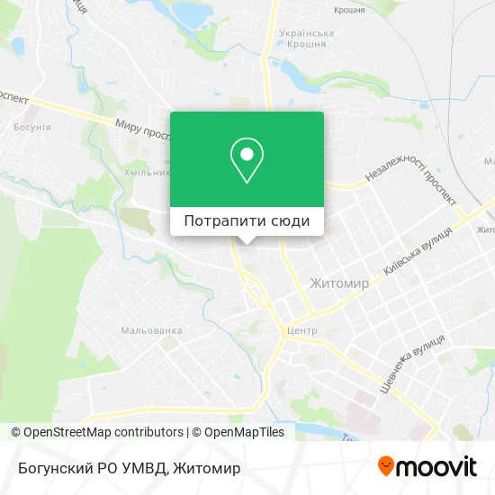 Карта Богунский РО УМВД
