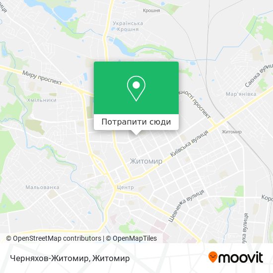 Карта Черняхов-Житомир