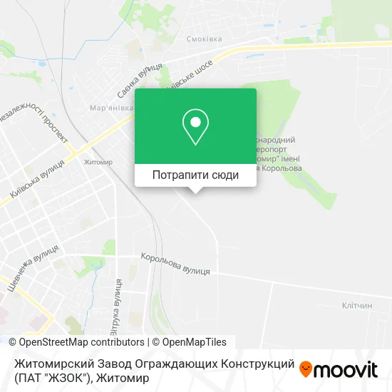 Карта Житомирский Завод Ограждающих Конструкций (ПАТ "ЖЗОК")
