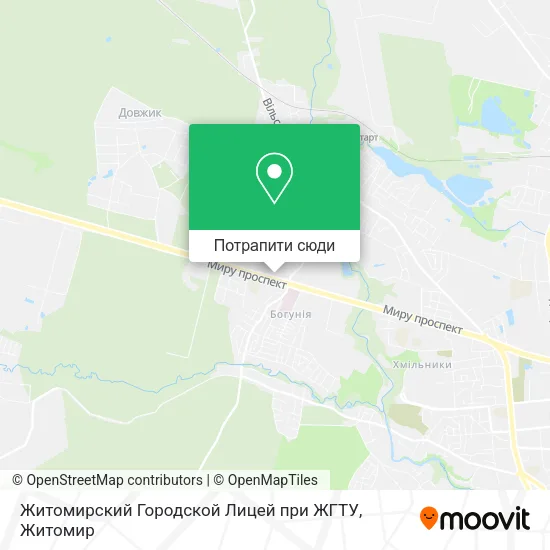 Карта Житомирский Городской Лицей при ЖГТУ
