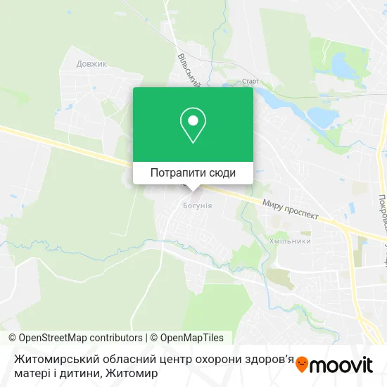Карта Житомирський обласний центр охорони здоров’я матері і дитини