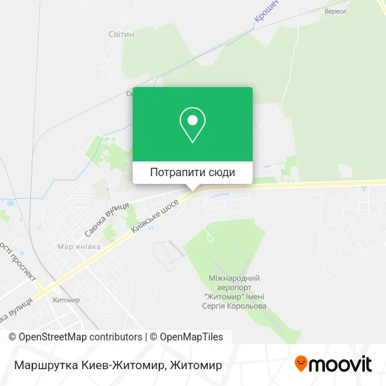 Карта Маршрутка Киев-Житомир