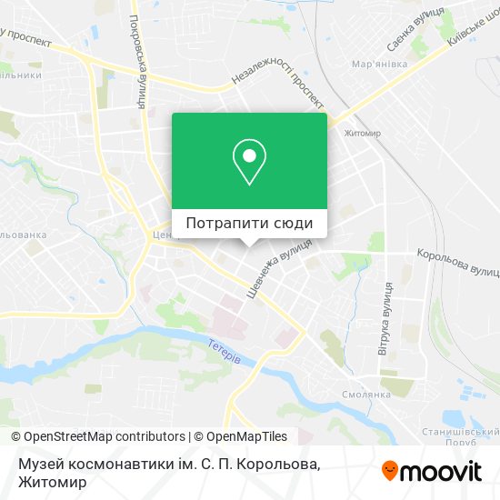 Карта Музей космонавтики ім. С. П. Корольова