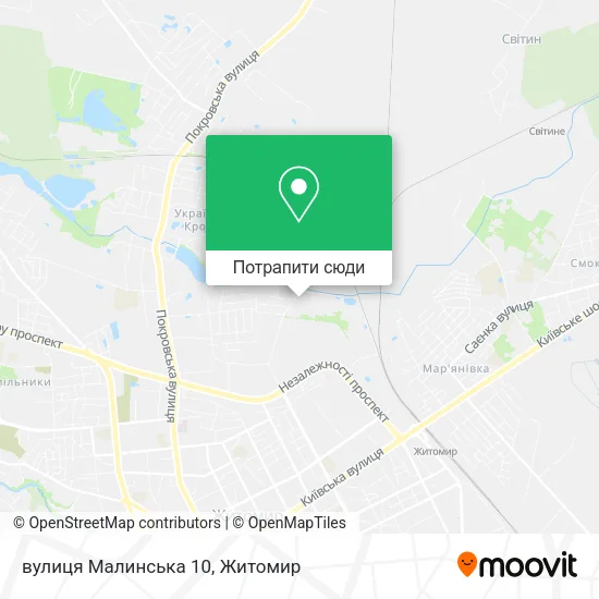 Карта вулиця Малинська 10