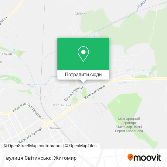 Карта вулиця Світинська